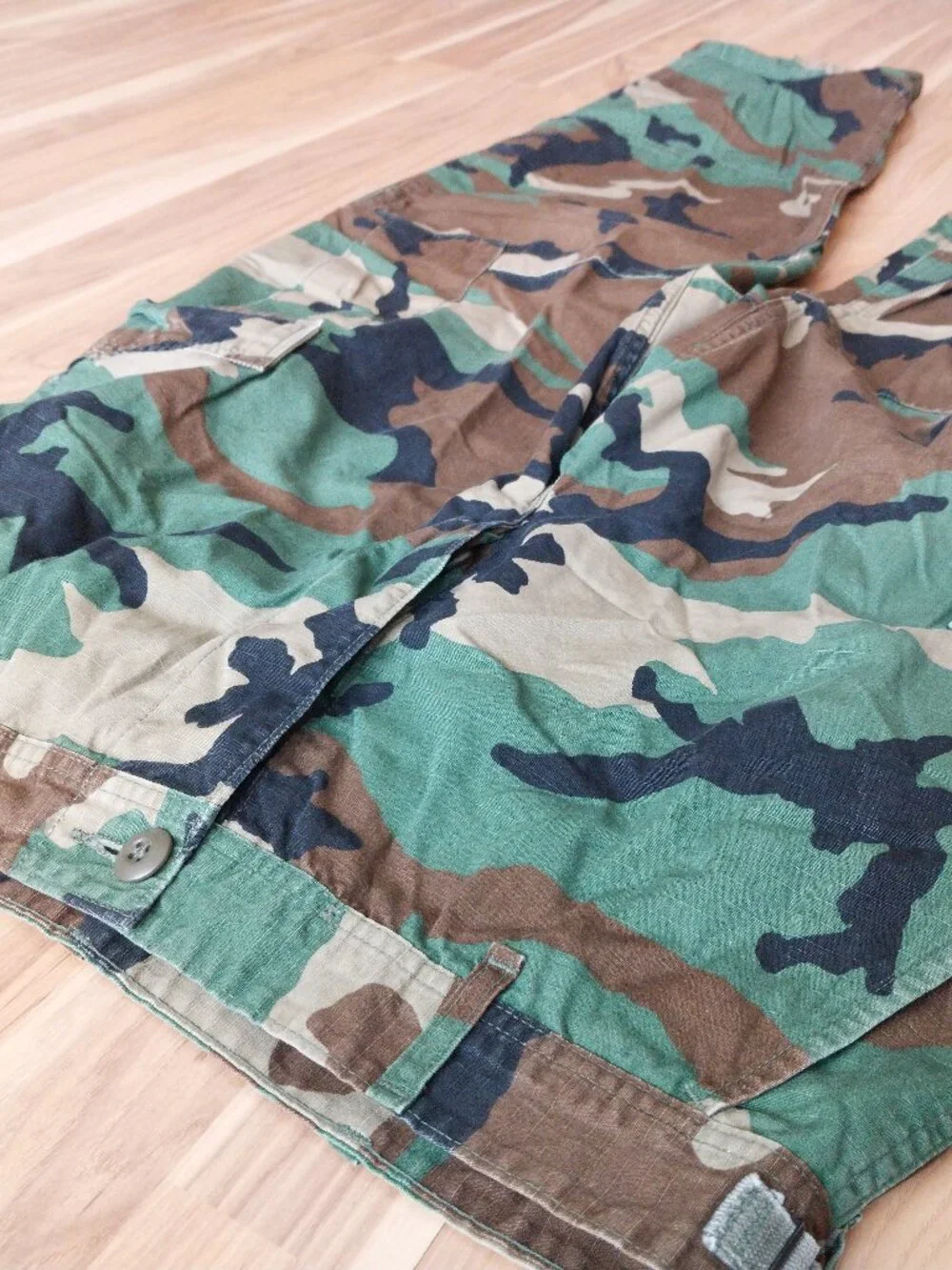 US Military Woodland Camouflage BDU Trousers Hot Weather Ripstop Sz Medium Short